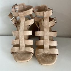 Taupe Suede Strappy Sandals