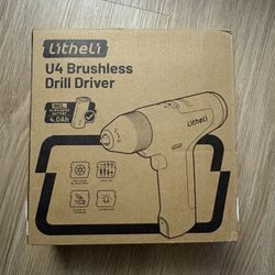 Litheli 4V Cordless Drill & Screwdriver, Brushless Electric Power Drill Set, 3/8” Keyless Chuck, 2 Variable Speeds, 4000mAh Battery, LED Light, Lightw