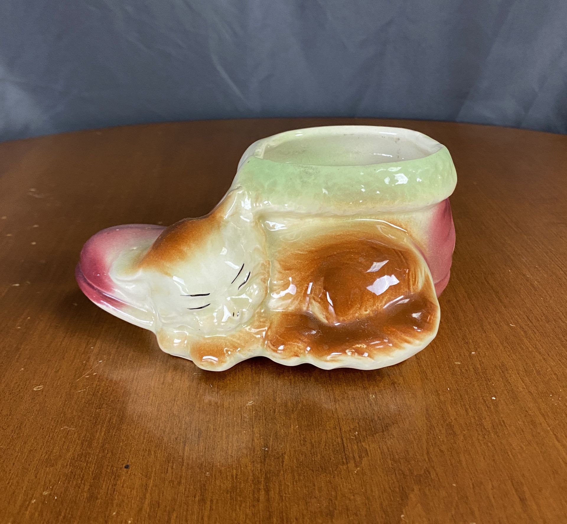 Vintage Puss And Boot Ceramic Planter