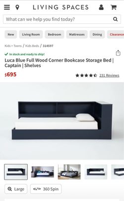 Full wood corner bookcase storage bed