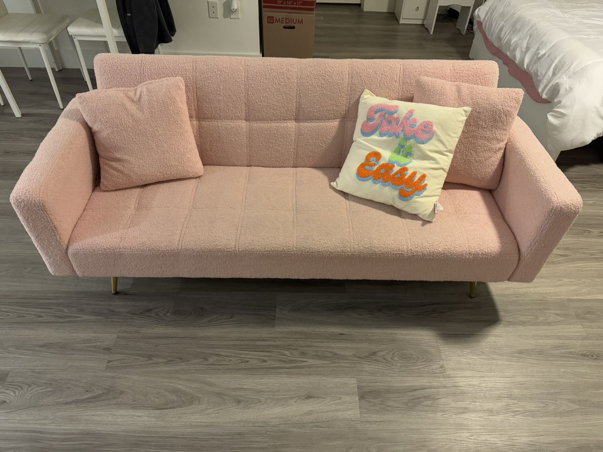 Pink Futon W/ Gold Pegs
