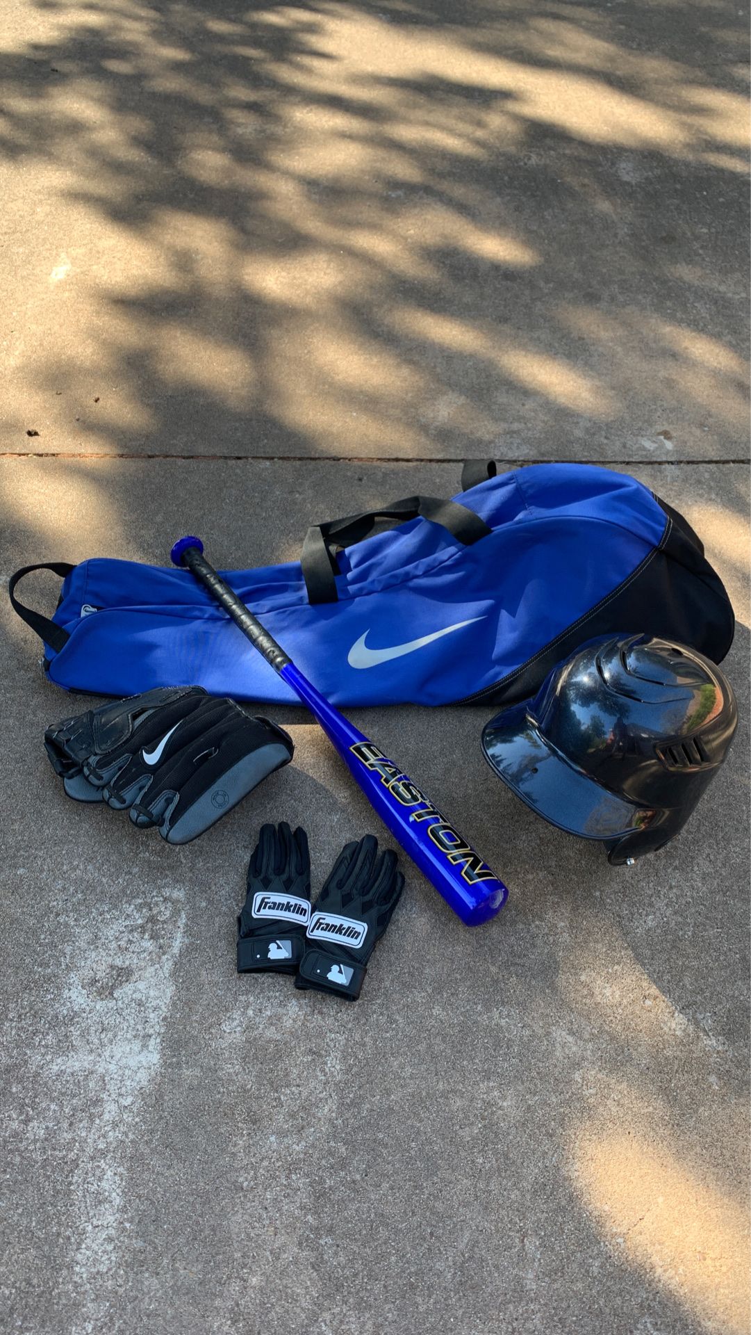 Nike Youth Baseball Glove Helmet Batting Gloves Bat Bag Easton Bundle