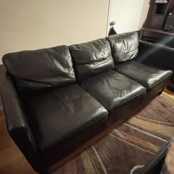 Brown Leather Couch And Chair 
