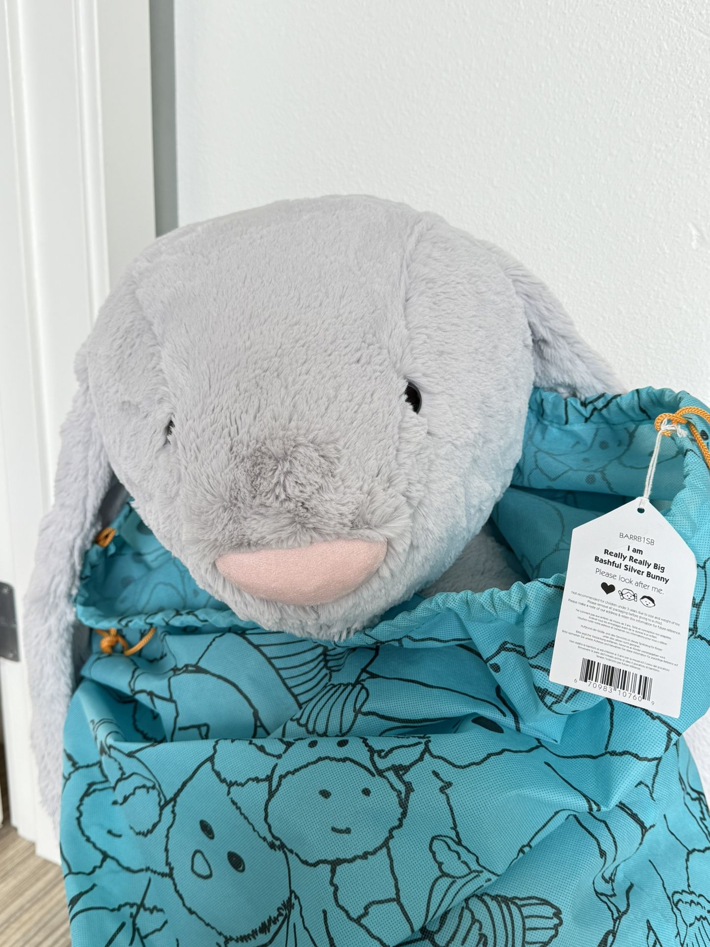 Giant Silver Bunny Jellycat (new w/ original tags)