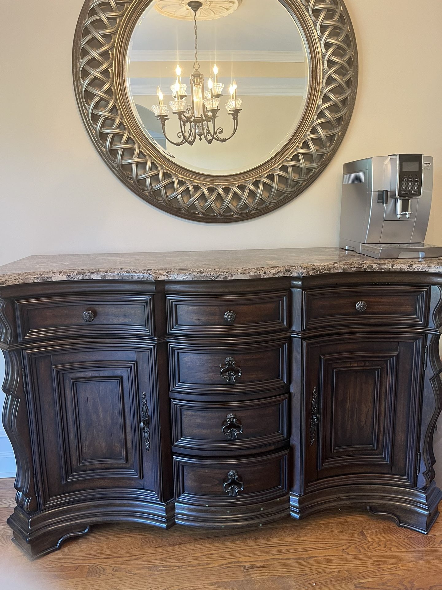 Havertys Buffet With Marble Top And Mirror