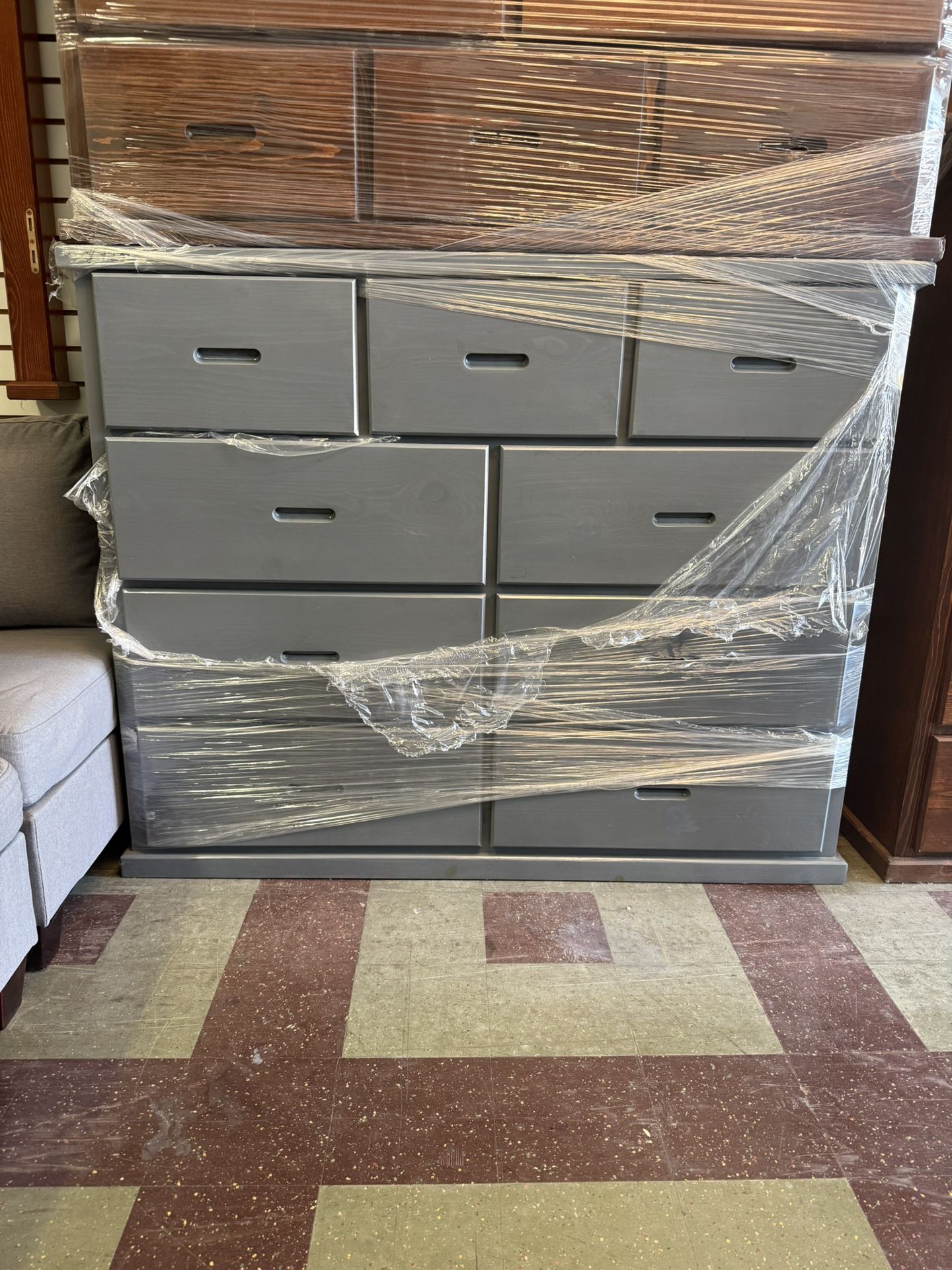Grey Dresser With 9 Drawers