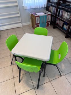 Lifetime Kids Folding Table and Stackable Chairs (Set of 4)—Great Used Condition!