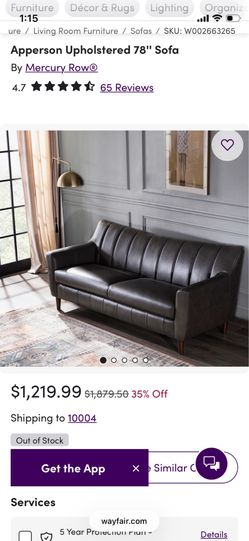 78” Leather Sofa in Grey