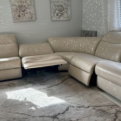 Leather power reclining sectional 5- pc