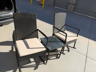 3-Piece Outdoor Wicker Rocking Chair Set