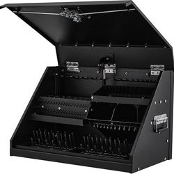 G192-26inch Portable Triangle Toolbox, Heavy Duty Steel Tool Box,Truck Toolbox with Weather-Resistant Finish, Lockable Latches & Carry Handle for Gara