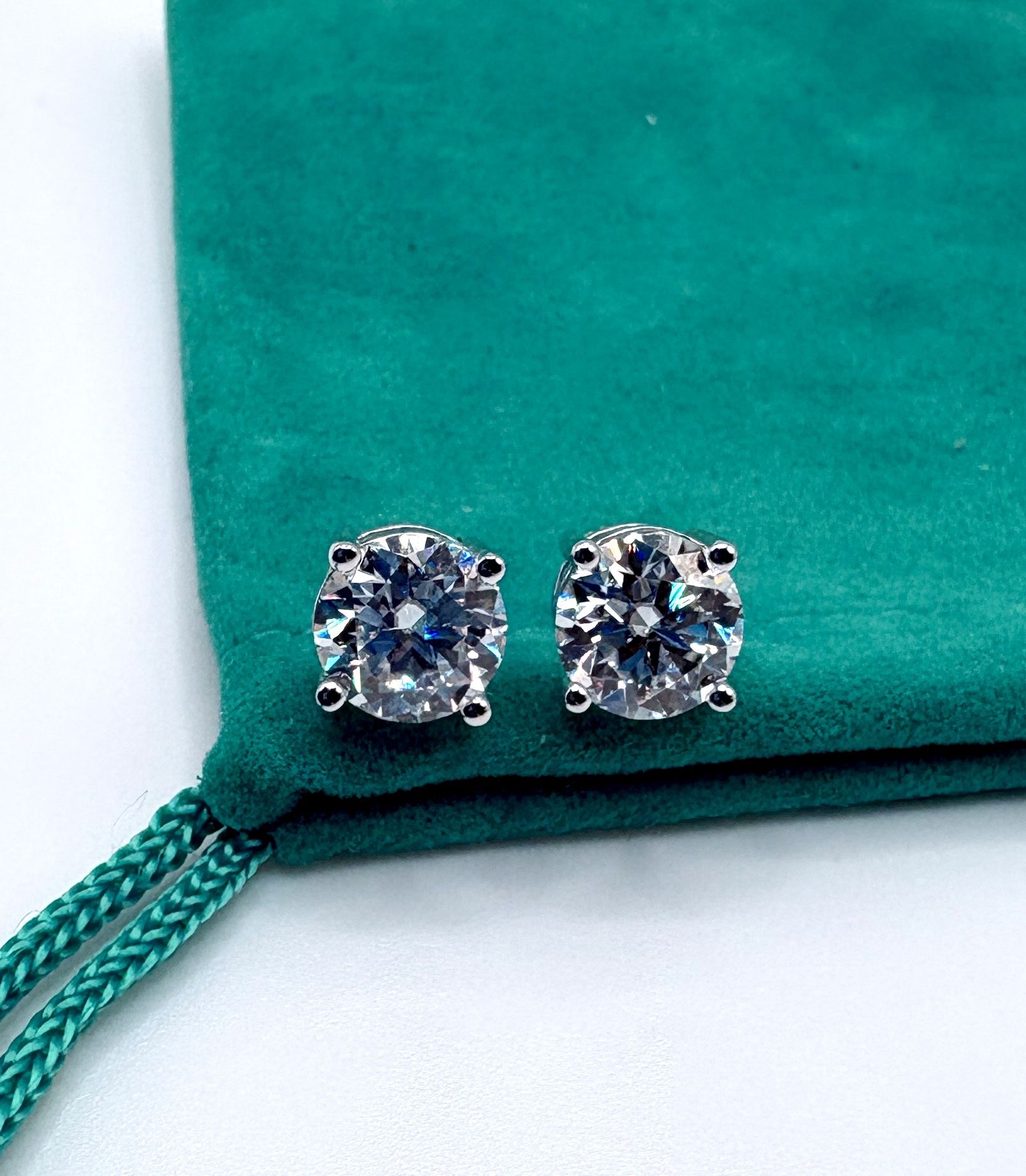 4ctw Moissanite Stud Earrings • 8mm • Sterling Silver • Screw Backs