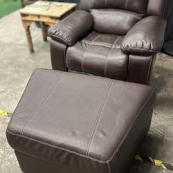 Brown Slide swivel rocker with storage compartments Recliner and Ottoman