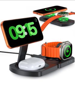 Wireless Charger for iPhone – 3-in-1 Magnetic Charging Station (Black)