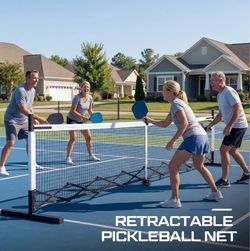 Brand New Retractable Pickleball Dinkball Net with Wheel 22ft Regularion Size Tournament-Grade Portable Dinkball Net Indoor Outdoor with Heavy Duty Me