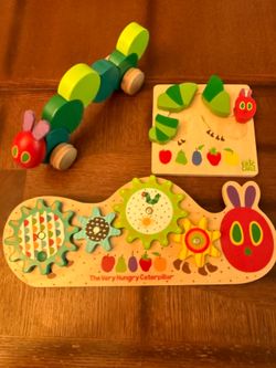 Hungry Caterpillar wooden puzzle and toys.