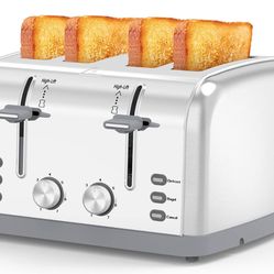 Toaster 4 Slice Retro Stainless Steel,Best Prime 4 Slice Toaster Wide Solt with 7 Shade Settings, Perfect for Waffles, Bagels and More Lainsten T-527