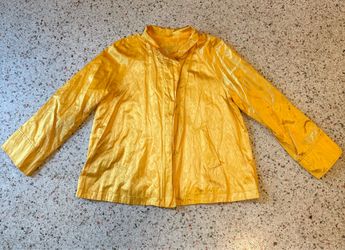 LAL Women’s L Metallic Gold Short Lined Zip Front Jacket Long Sleeve