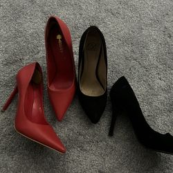 Women high heels red one is size 7.5 and black one is size 7