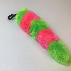 Raccoon Crazy Tail Hot Pink & Lime Green With Clip On Fun Dress Up Play Pretend PeterPan Halloween Animal