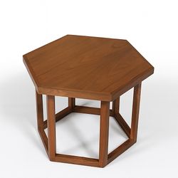 Mid-Century Modern Hexagonal Walnut Side Table, c.1960's - Delivery Available