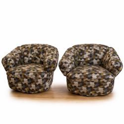 Pair of Swivel Hexagon Lounge Chairs - Comfy + Bold!