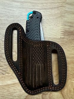 ARIAT EDC Knife Sheath Pancake leather USA Flag