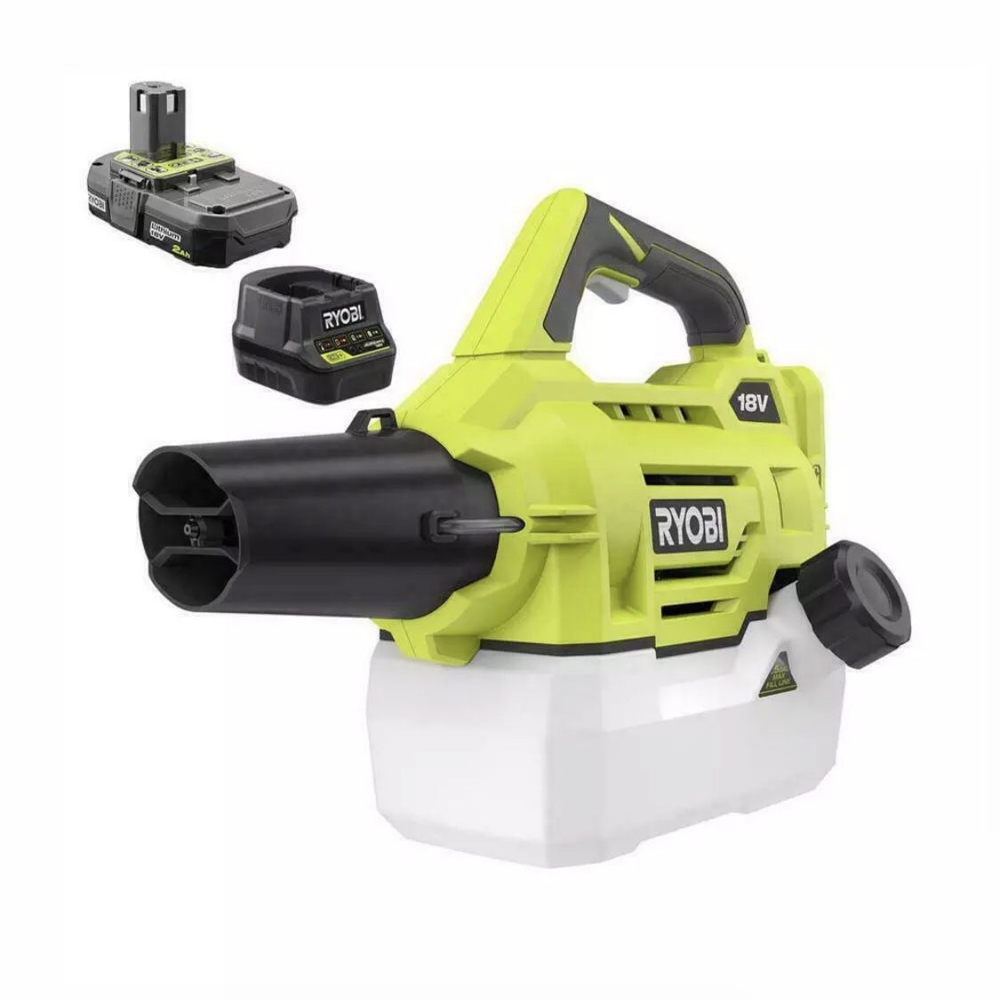 Ryobi 18 Volt Lithium Ion Cordless Fogger Mister with 2.0 Ah Battery & Charger