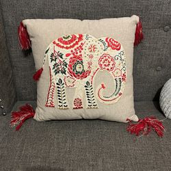 Pretty elephant christmas or everyday accent pillow
