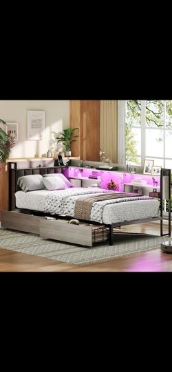 Corner bed frame with shelfs(Twin Bed)