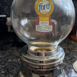 Vintage Ford Gumball Machine Glass Dome, Chrome