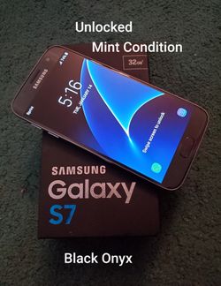 $225 UNLOCKED (Will Work On Any Network)Samsung Galaxy S-7 Black Oxyx Mint Condition