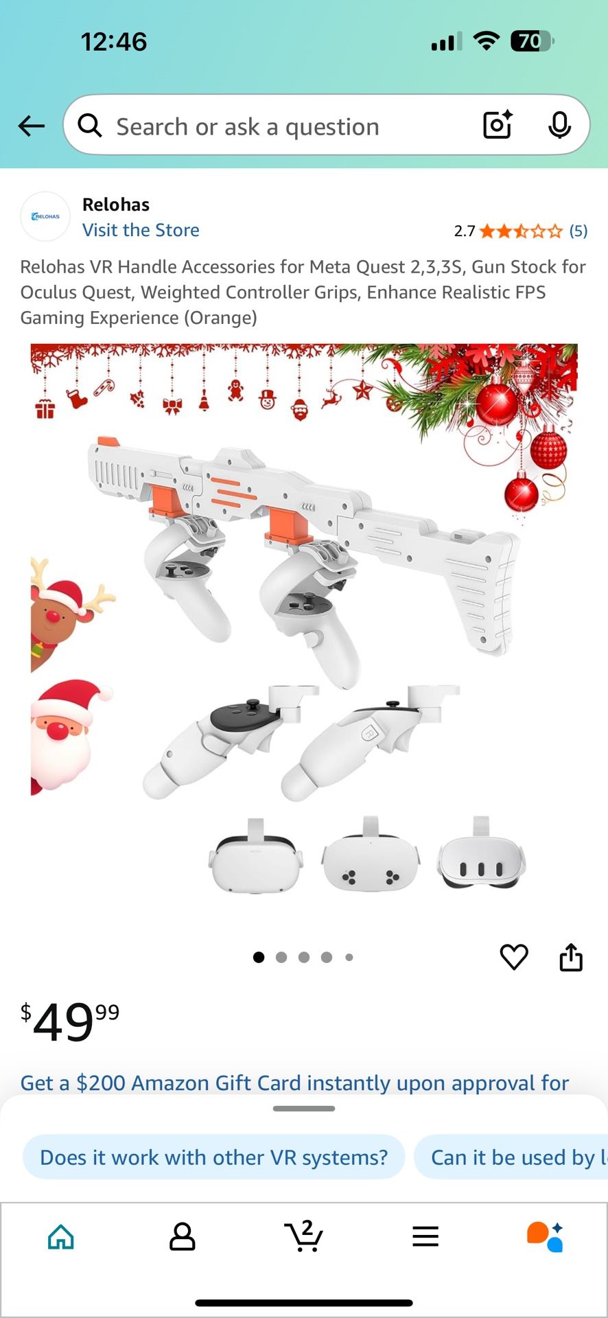 Tyasoleil VR Handle Accessories for Meta Quest 2 , Humanized Weighted Stock