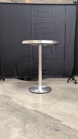 Contemporary Brushed Metal Pedestal Table
