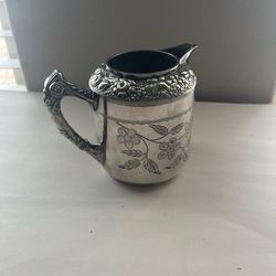 Antique Meriden, Quadruple Plate Floral Silver-Plated Pedestal Base Pitcher, 1987