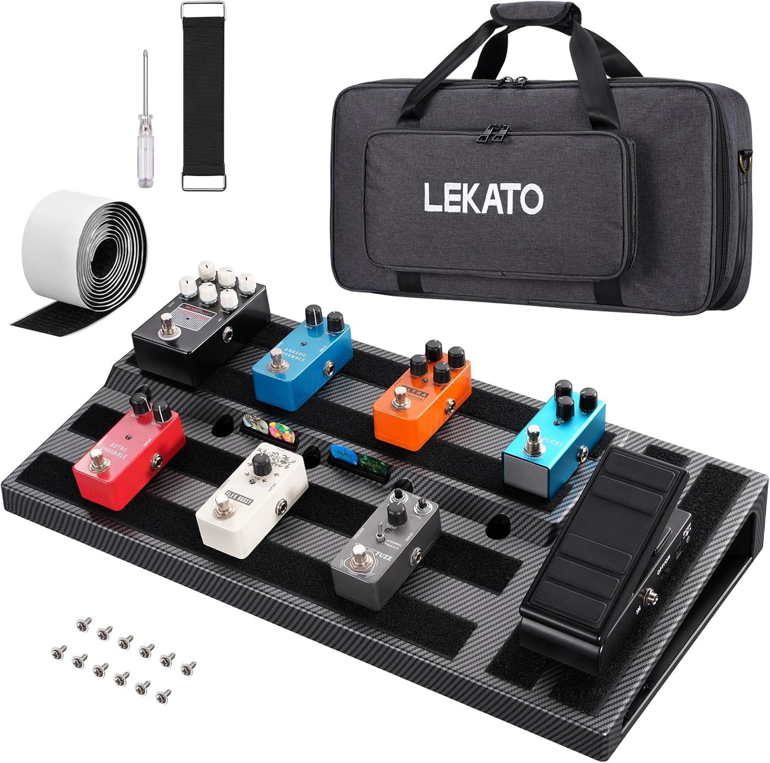 LEKATO Guitar Pedal Board, Pedal Board 22"x11"x2.8",