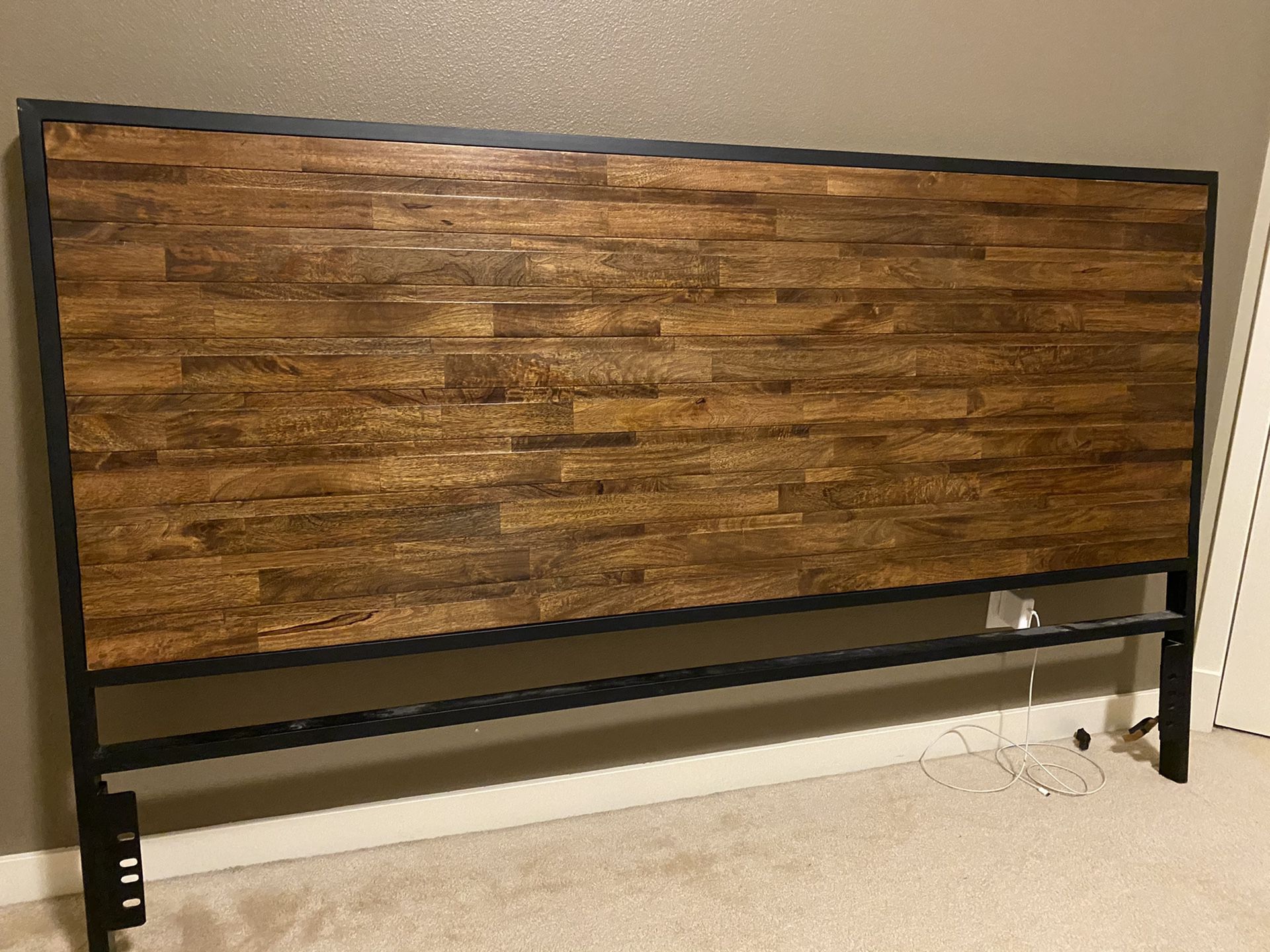 Solid wood king size headboard + Matel bed frame