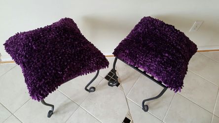 Purple Cushiony Wrought-iron Vanity Stools