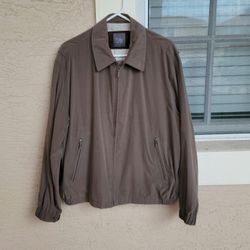 MEN'S SIZE L...LIGHTWEIGHT FAUX SUEDE BROWN ZIPPERED JACKET  by FOLIO NEW YORK 