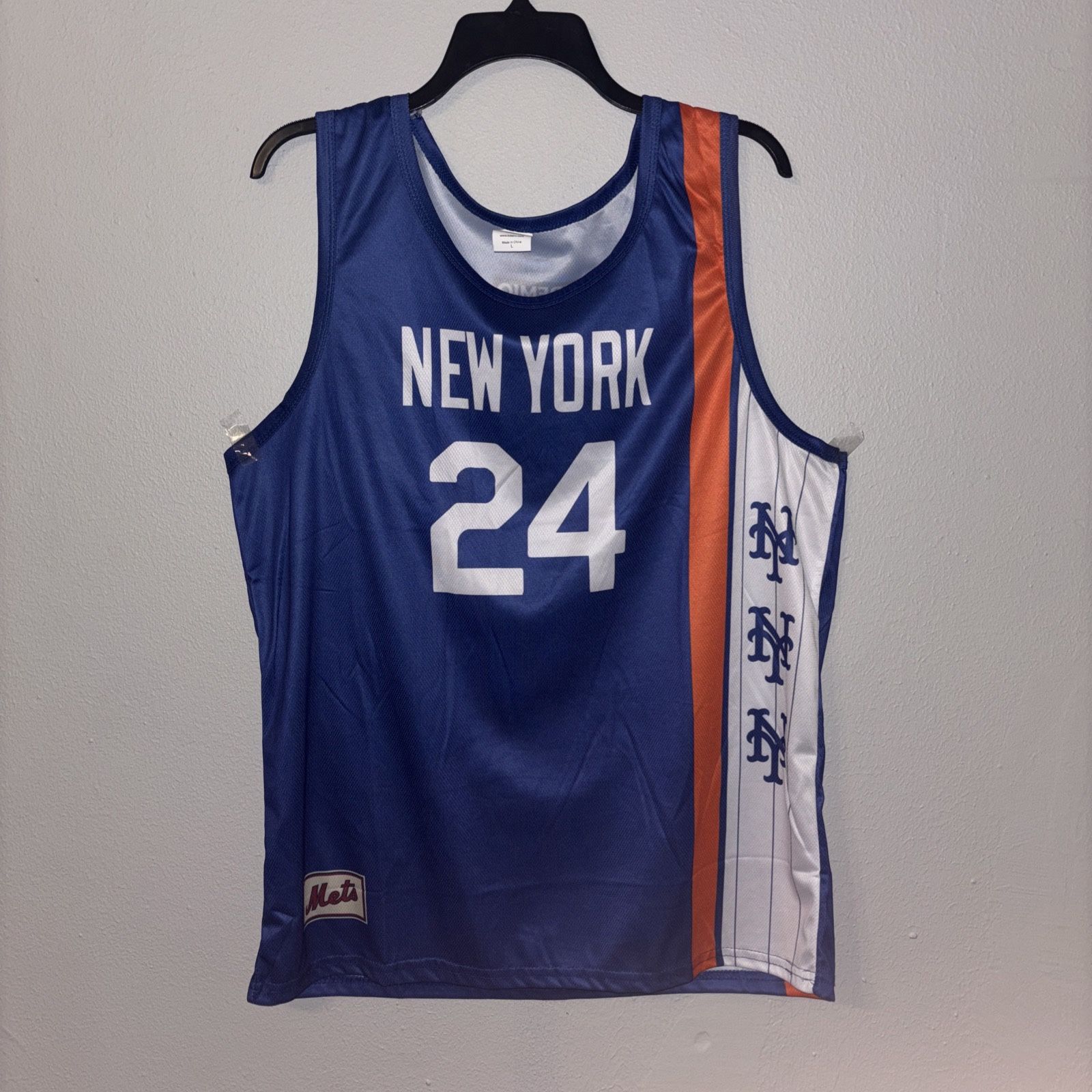 New York Mets Jersey Men Large Blue Basketball MLB Logo 2024 SGA Promotion
