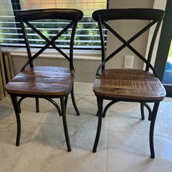 2 Metal X Back Chairs 