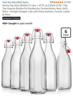 Swing Top Glass Bottles 1 Liter – Pack of 6