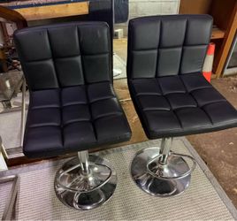 Black Leather/Vinyl Bar Stools High Seats