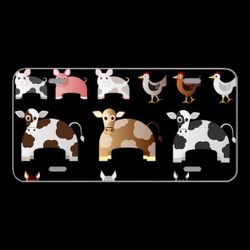 License Plate Novelty Car Front Animals Chicken Cow Horse Pig Sheep