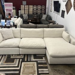 131” Ultimate Plush Feather Cloud Sectional Sofa Couch