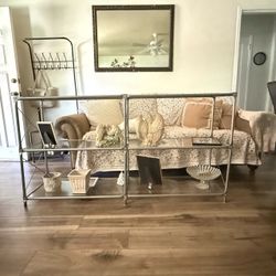 Large Glass & Metal Console / Sofa Table