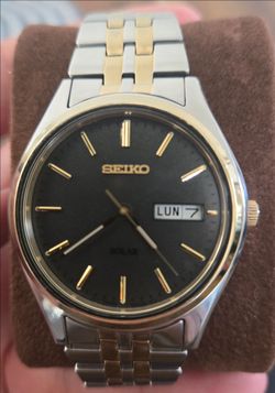 Seiko Solar Men's Watch SNE034P1 Two-Tone Dark Gray Dial – Great Condition