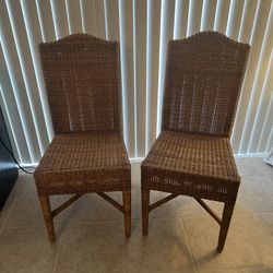   Vintage Pottery Barn Wicker High Back Chairs