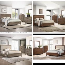 4- Pc Bedroom set Dresser,Mirror  Nightstand (1) Queen size bed frame  Not including Mattress and Box Sp