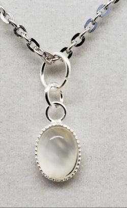 Natural Oval Moonstone Silver Necklace